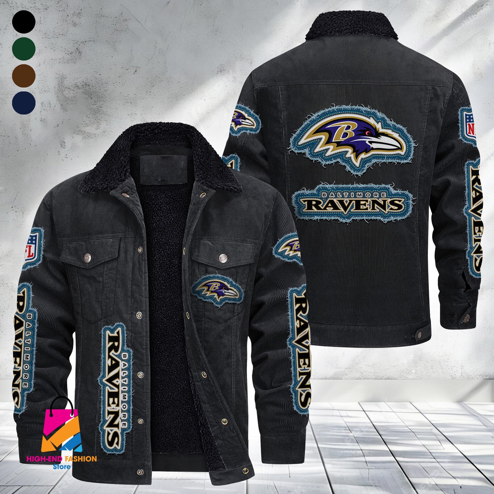Baltimore Ravens NFL Style Fleece Thermal Cotton Jacket For Fans