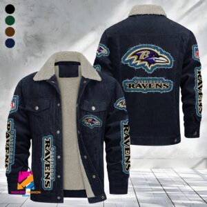 Baltimore Ravens NFL Style Fleece Thermal Cotton Jacket For Fans