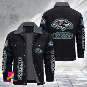 Baltimore Ravens NFL Style Fleece Thermal Cotton Jacket For Fans