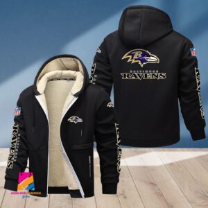 Baltimore Ravens NFL Style Fleece Zip Hoodie Jacket For Fans