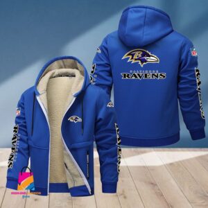 Baltimore Ravens NFL Style Fleece Zip Hoodie Jacket For Fans