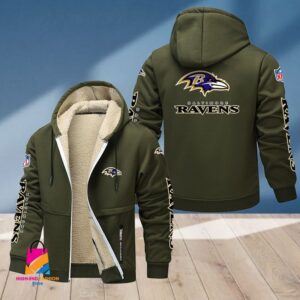 Baltimore Ravens NFL Style Fleece Zip Hoodie Jacket For Fans