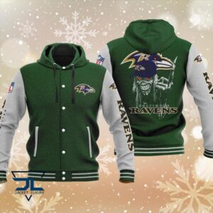 Baltimore Ravens NFL Style Hooded Baseball Jacket For Fan