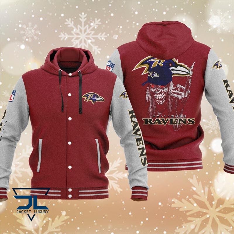Baltimore Ravens NFL Style Hooded Baseball Jacket For Fan