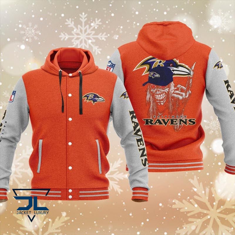 Baltimore Ravens NFL Style Hooded Baseball Jacket For Fan