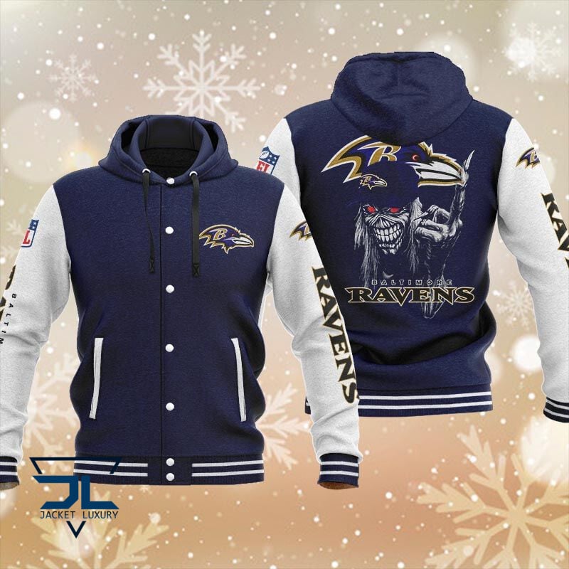 Baltimore Ravens NFL Style Hooded Baseball Jacket For Fan