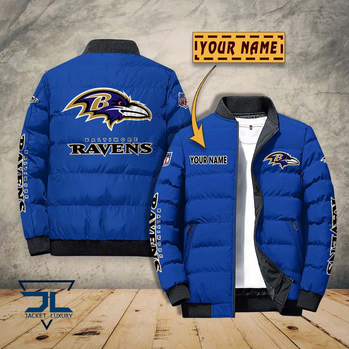 Baltimore Ravens NFL Style Puffer Jacket For Fans