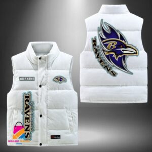 Baltimore Ravens NFL Style Sleeveless Puffer Jacket For Fans