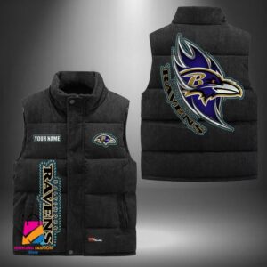 Baltimore Ravens NFL Style Sleeveless Puffer Jacket For Fans