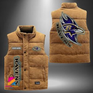 Baltimore Ravens NFL Style Sleeveless Puffer Jacket For Fans