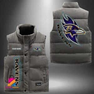 Baltimore Ravens NFL Style Sleeveless Puffer Jacket For Fans