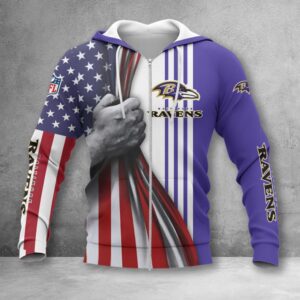 Baltimore Ravens NFL Style Zip Hoodie Jacket For Fans