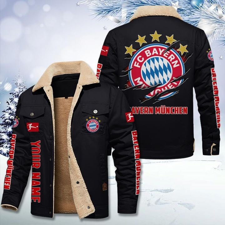 Bayern Munich FC Bundesliga Style Fleece Thermal Cotton Jacket For Fans