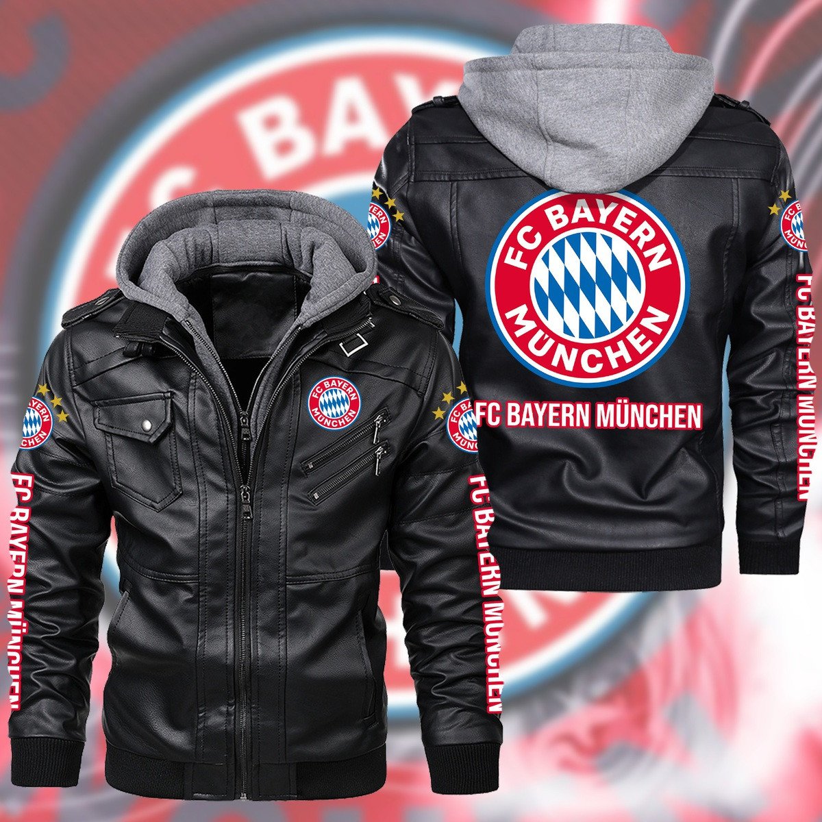 Bayern Munich FC Bundesliga Style Leather Jacket For Fans