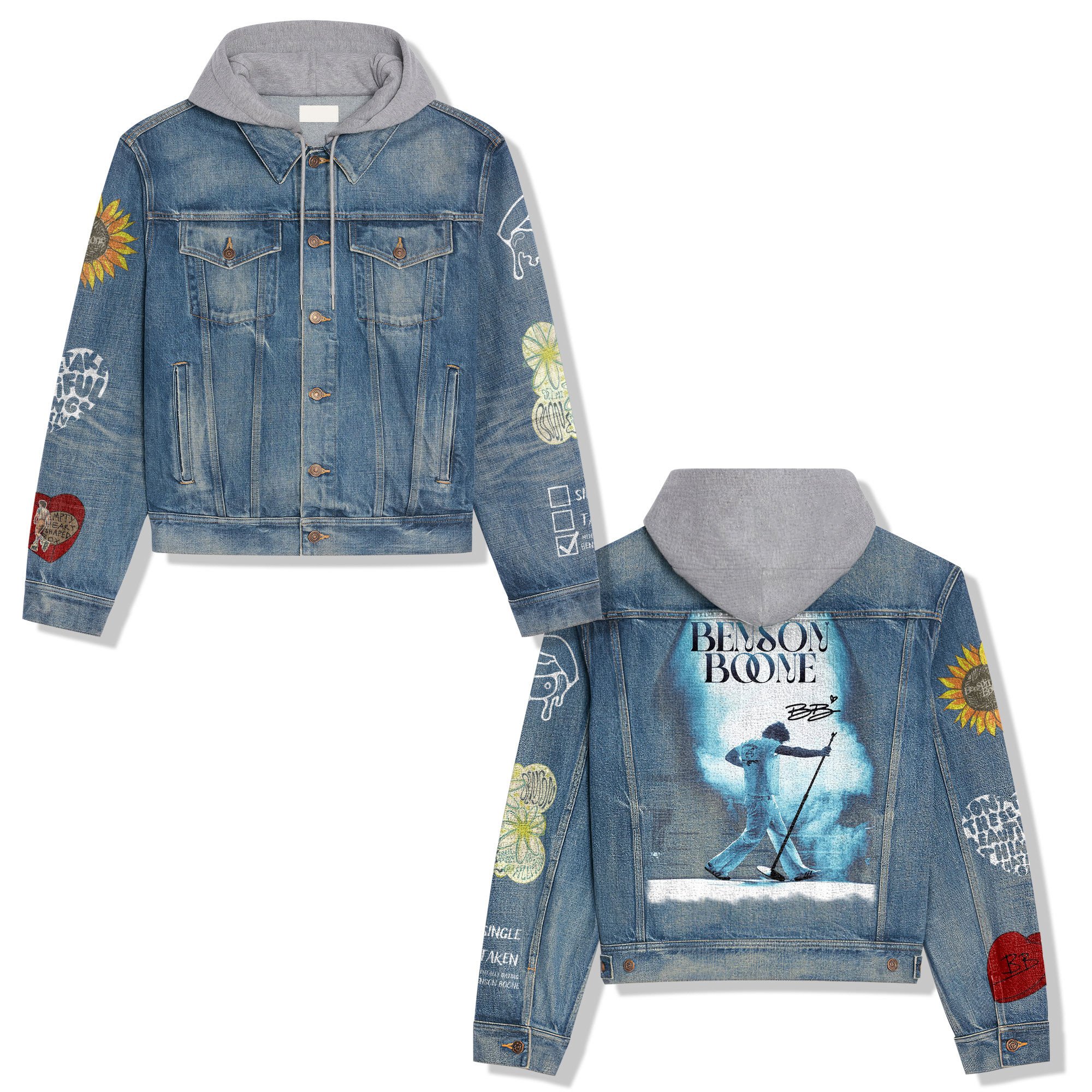 Benson Boone Music Style Hooded Denim Jacket For Fans