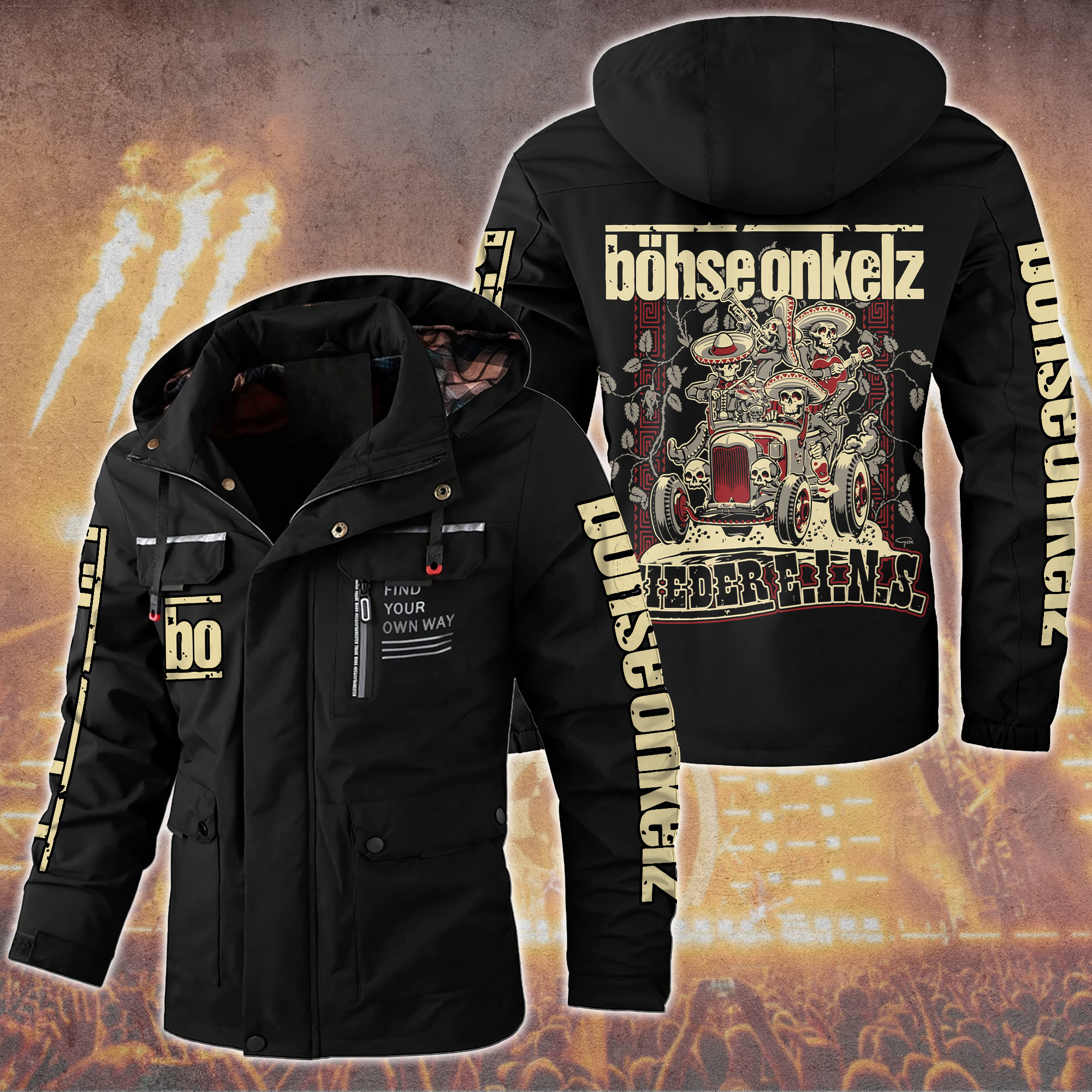Böhse Onkelz Music Style Parka Jacket For Fans