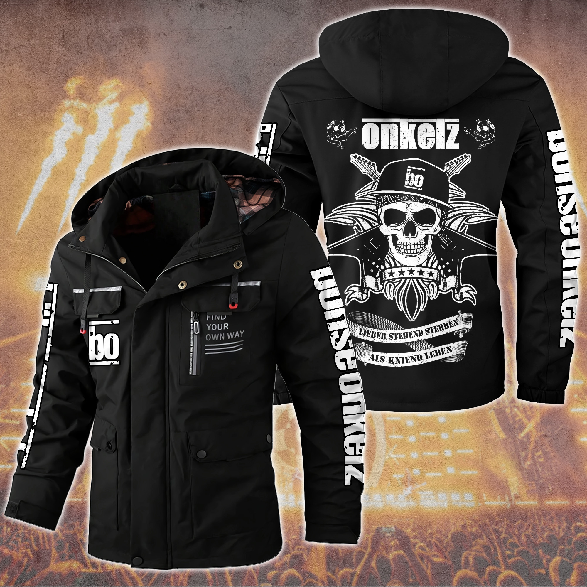 Böhse Onkelz Music Style Parka Jacket For Fans