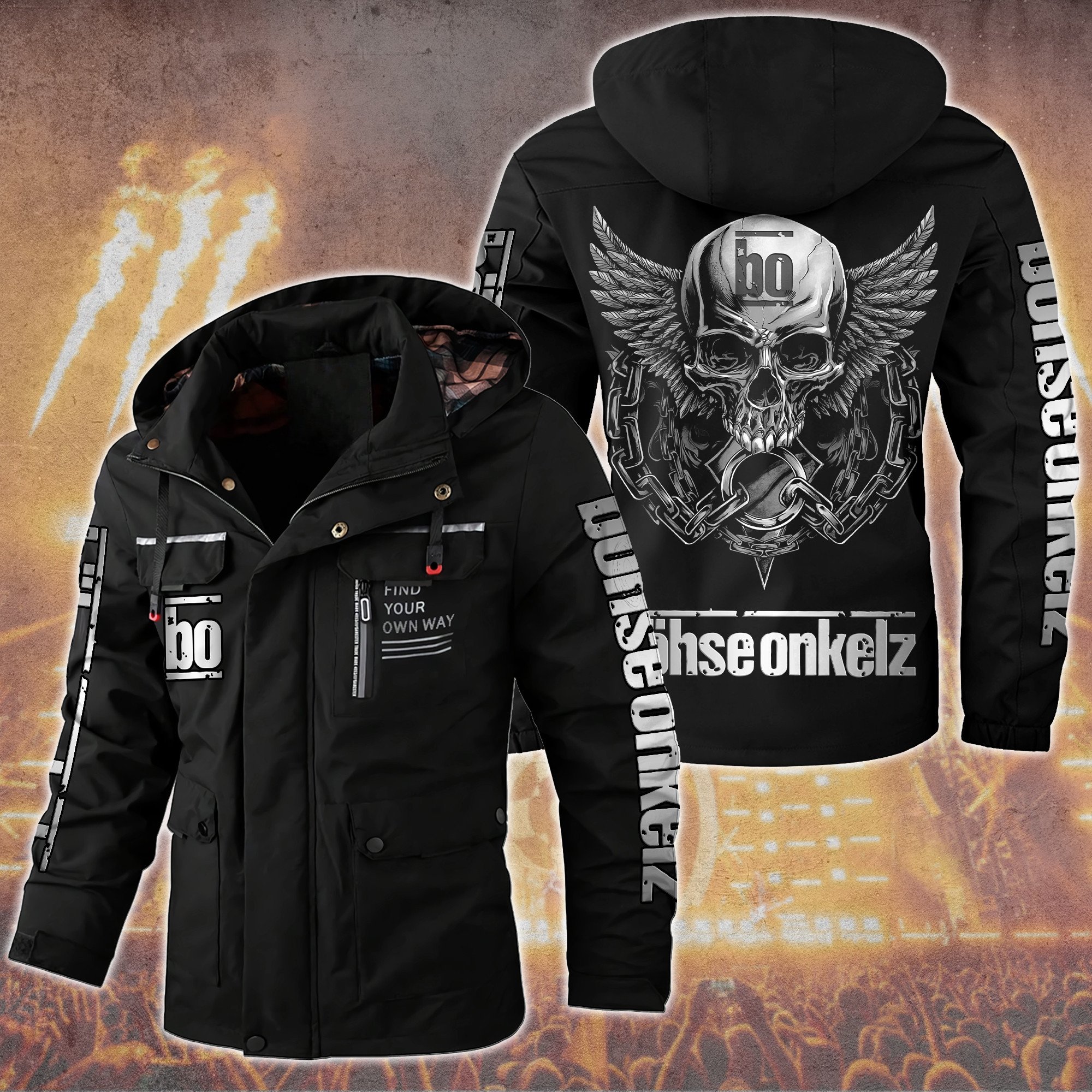 Böhse Onkelz Music Style Parka Jacket For Fans