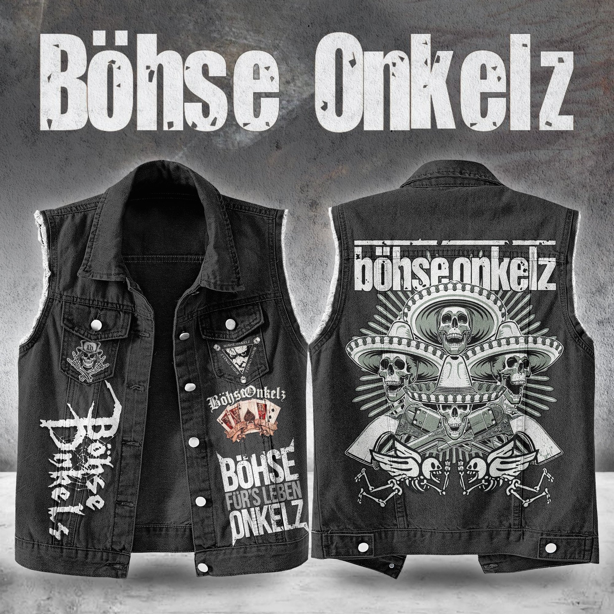 Böhse Onkelz Music Style Sleeveless Jacket For Fans