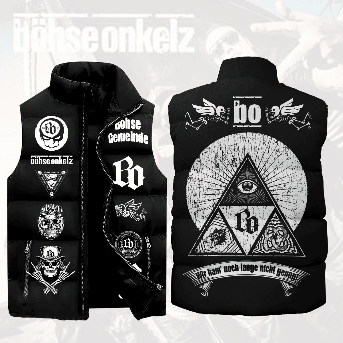 Böhse Onkelz Music Style Sleeveless Puffer Jacket For Fans