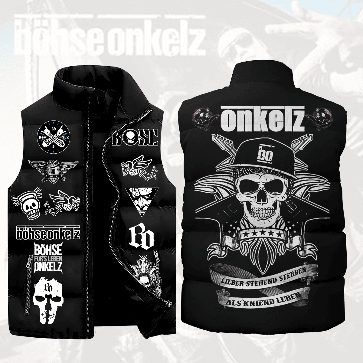 Böhse Onkelz Music Style Sleeveless Puffer Jacket For Fans