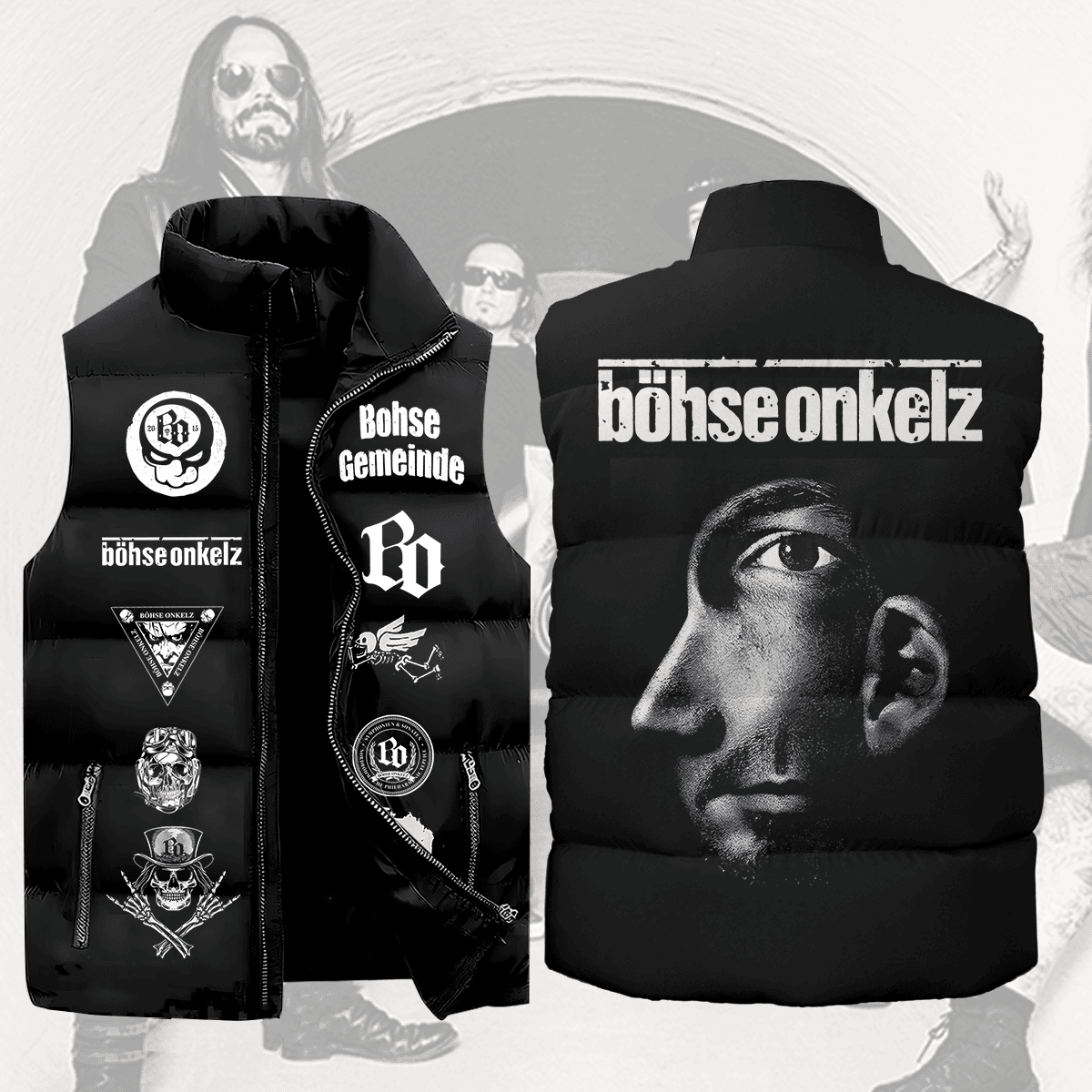 Böhse Onkelz Music Style Sleeveless Puffer Jacket For Fans