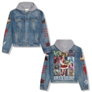 Billie Eilish Music Style Hooded Denim Jacket For Fans