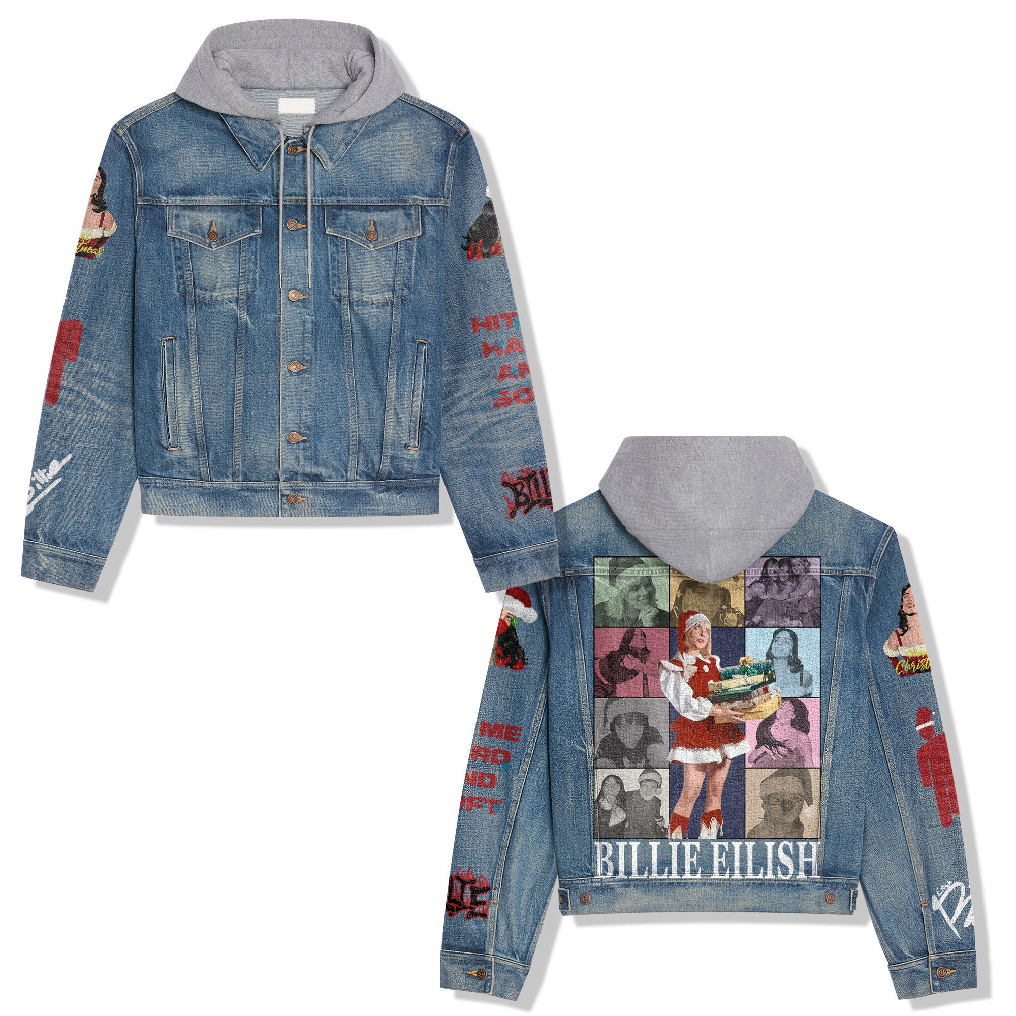 Billie Eilish Music Style Hooded Denim Jacket For Fans