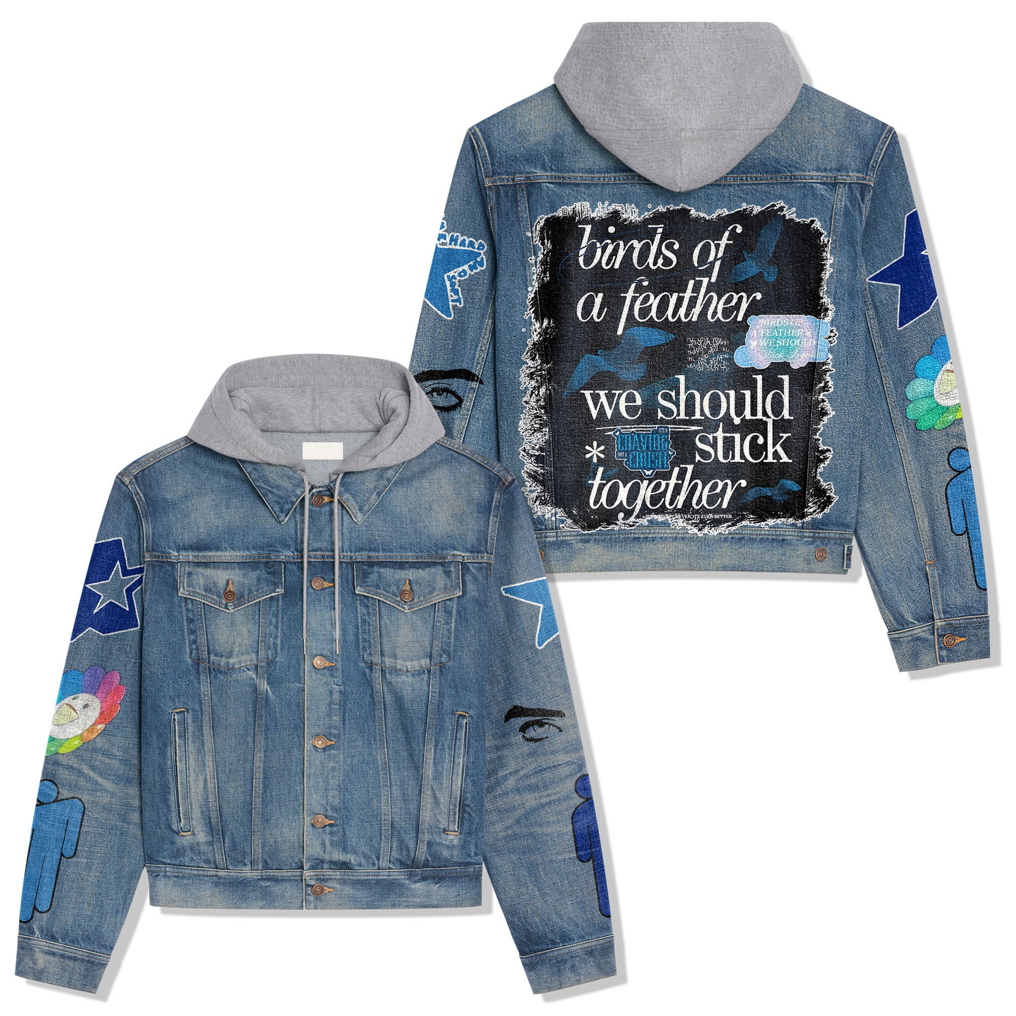 Billie Eilish Music Style Hooded Denim Jacket For Fans