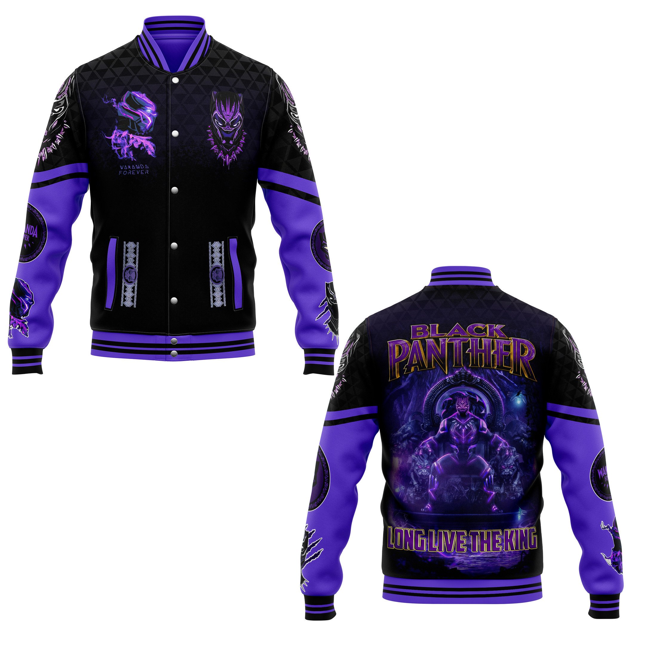Black Panther Movie Style Baseball Jacket For Fans