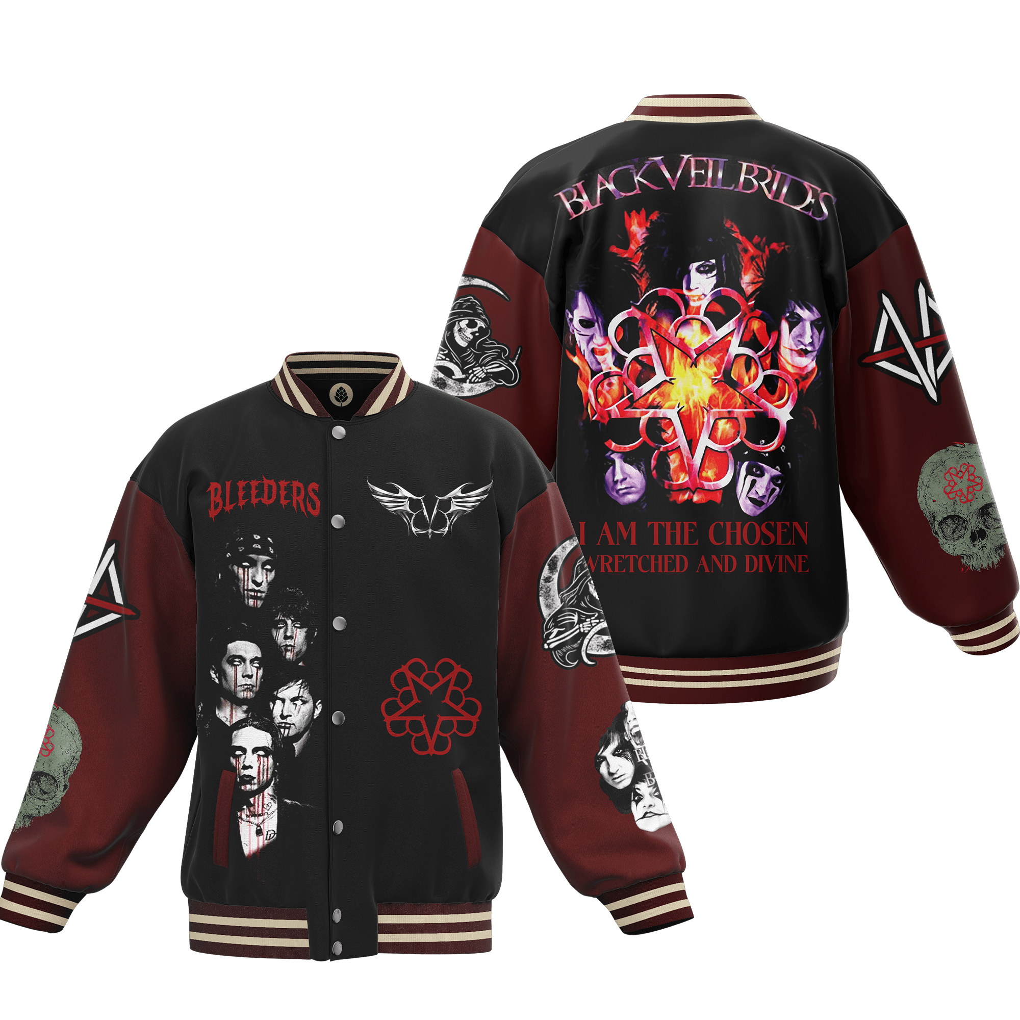 Black Veil Brides Music Style Baseball Jacket For Fans