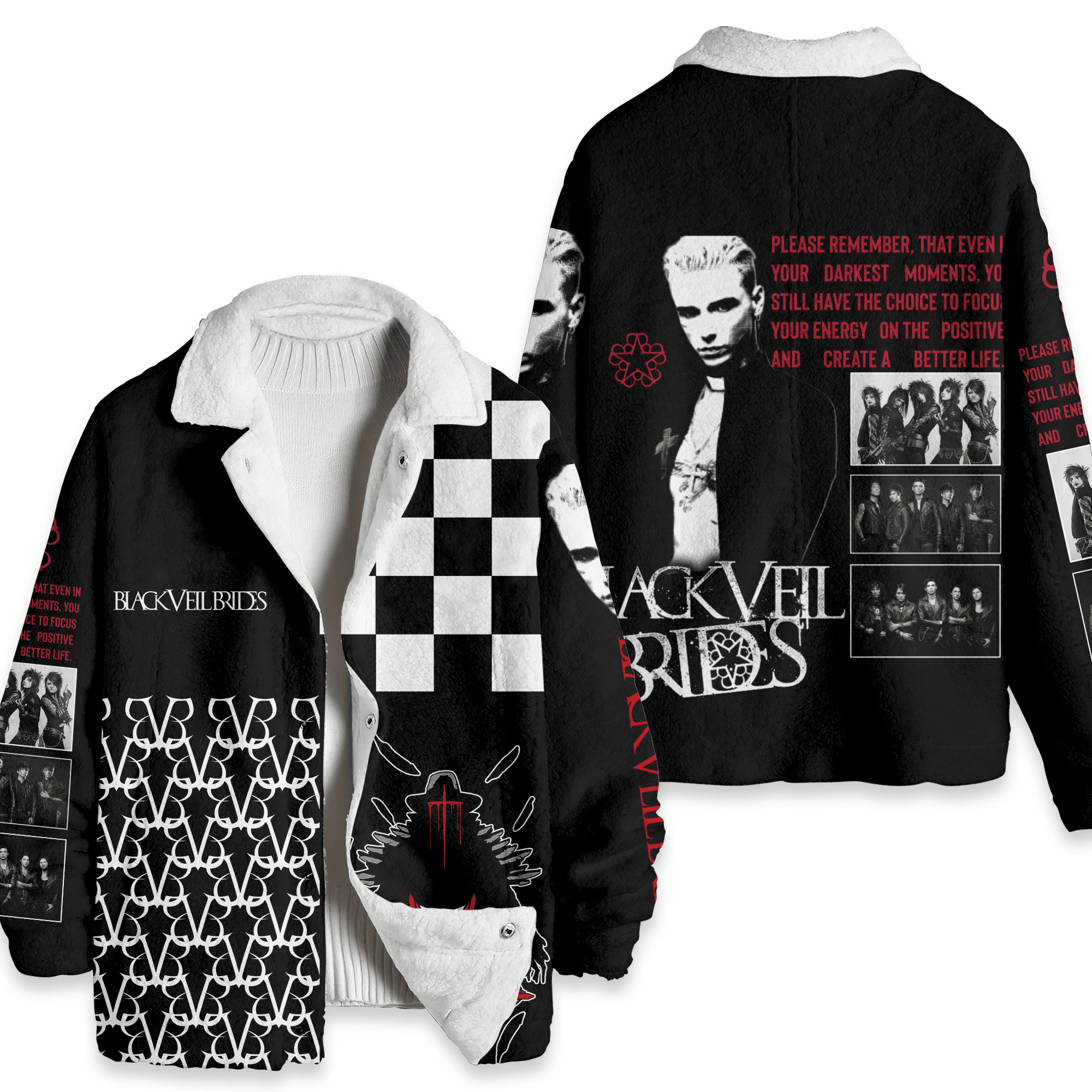 Black Veil Brides Music Style Fleece Jacket For Fans