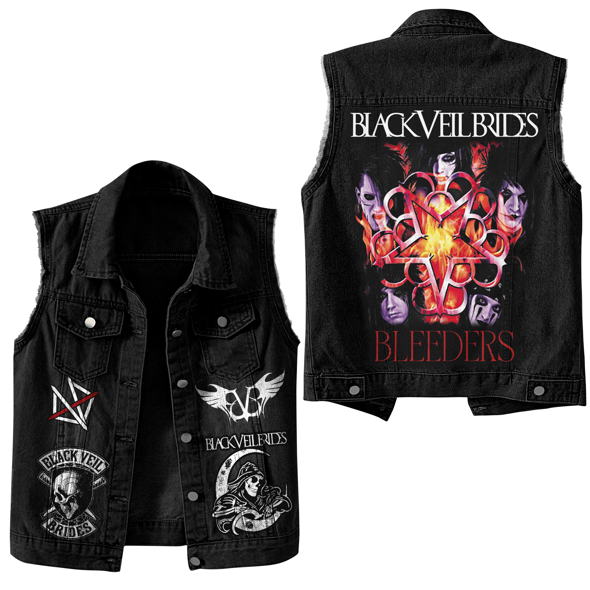 Black Veil Brides Music Style Sleeveless Jacket For Fans