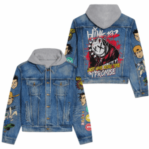 Blink-182 Music Style Hooded Denim Jacket For Fans