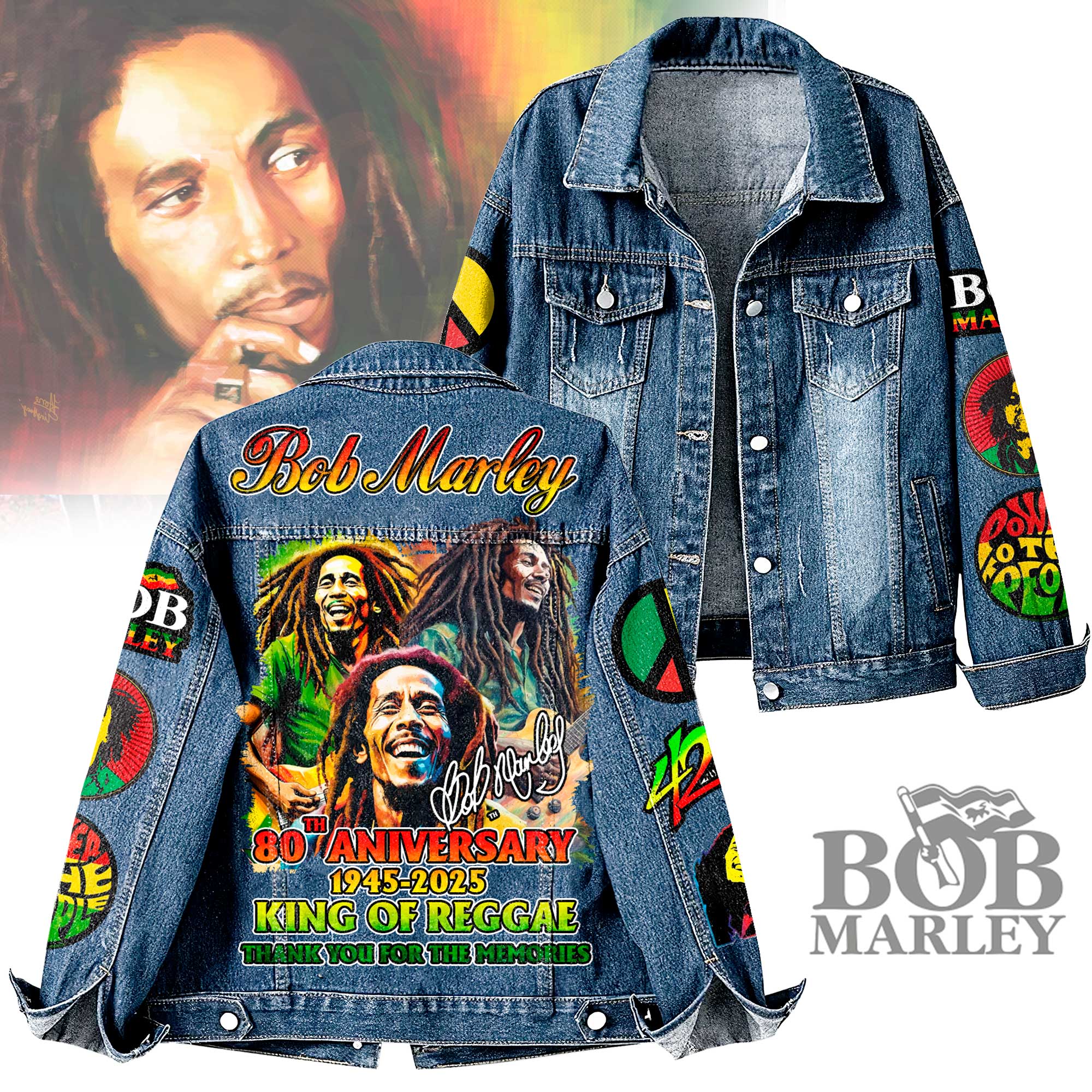 Bob Marley Music Denim Jacket Gift For Fans