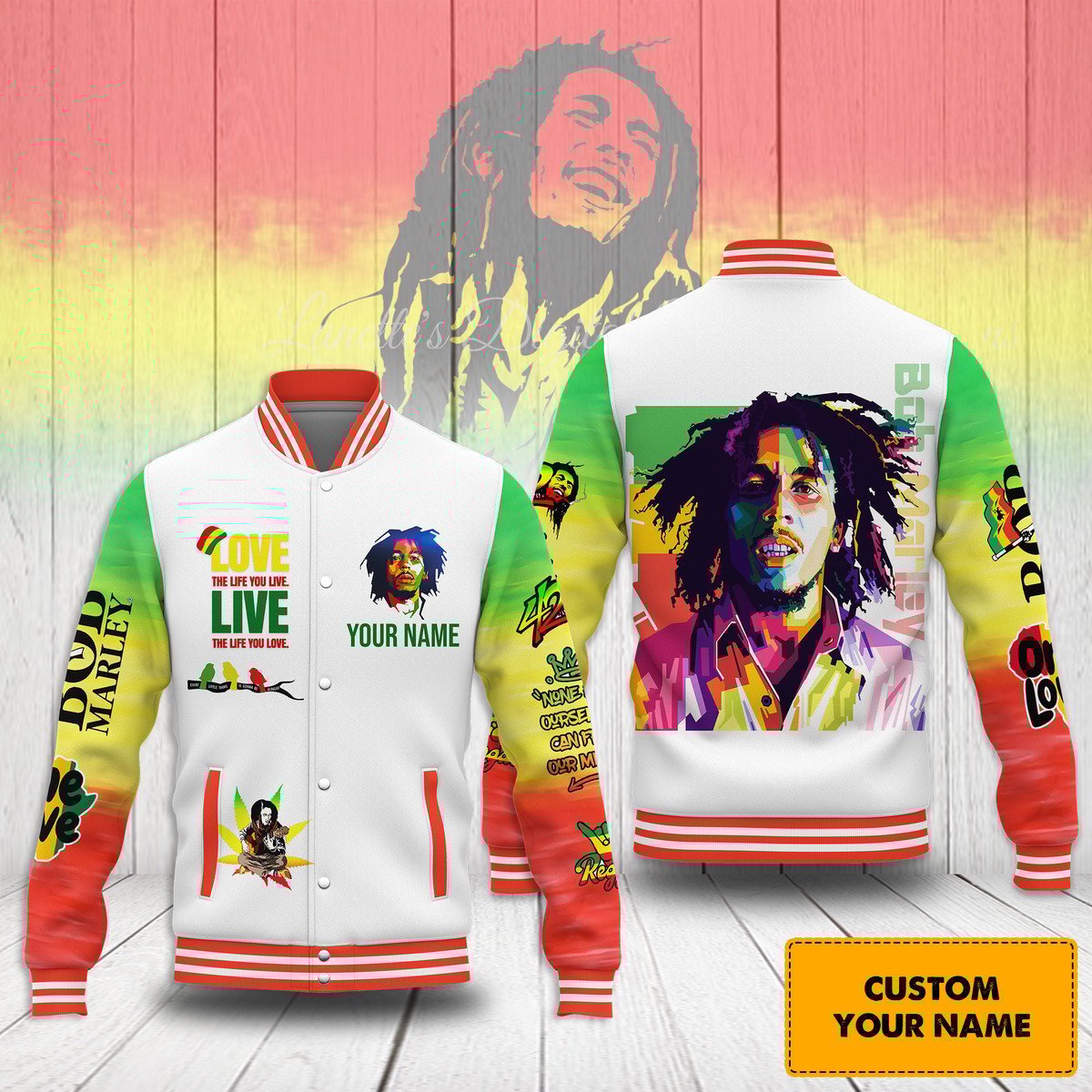 Bob Marley Music Style Baseball Jacket For Fans