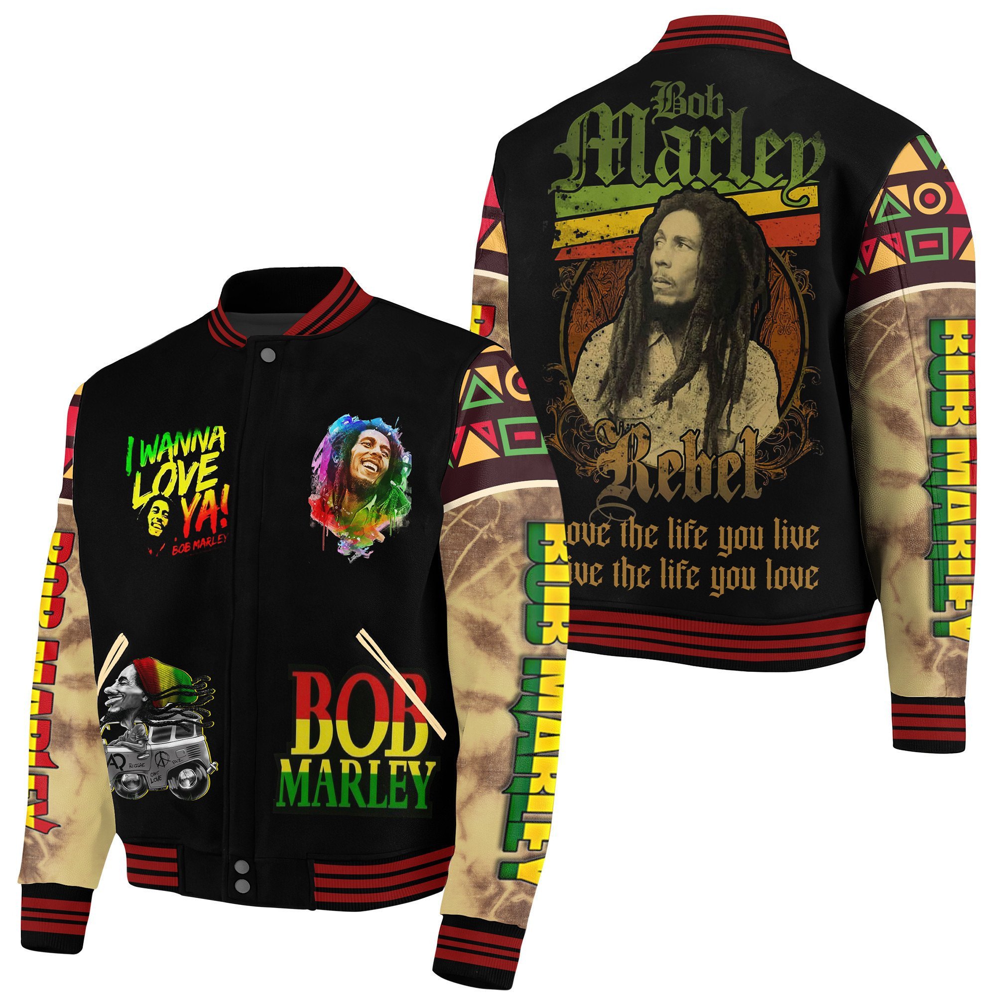 Bob Marley Music Style Baseball Jacket For Fans
