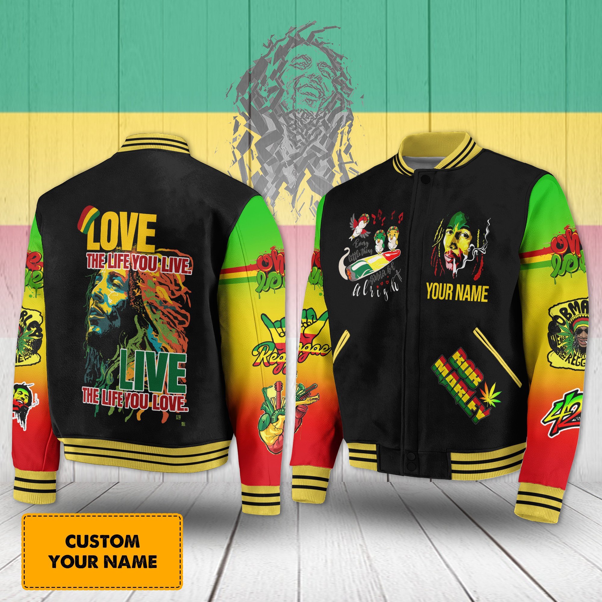 Bob Marley Music Style Baseball Jacket For Fans
