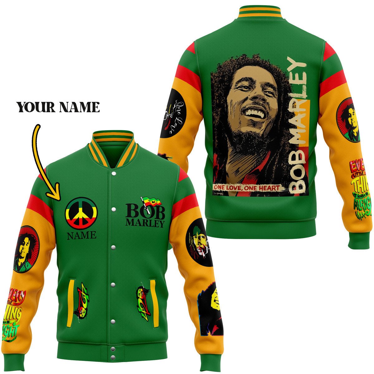 Bob Marley Music Style Baseball Jacket For Fans