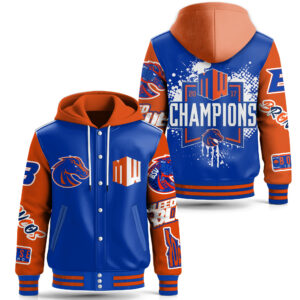 Boise State Broncos NCAA Style Leather Baseball Jacket With Hooded For Fans