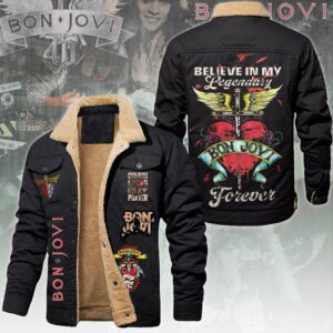 Bon Jovi Music Style Fleece Thermal Cotton Jacket For Fans