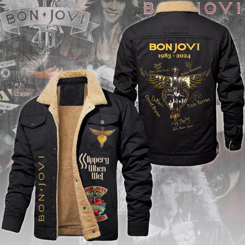 Bon Jovi Music Style Fleece Thermal Cotton Jacket For Fans