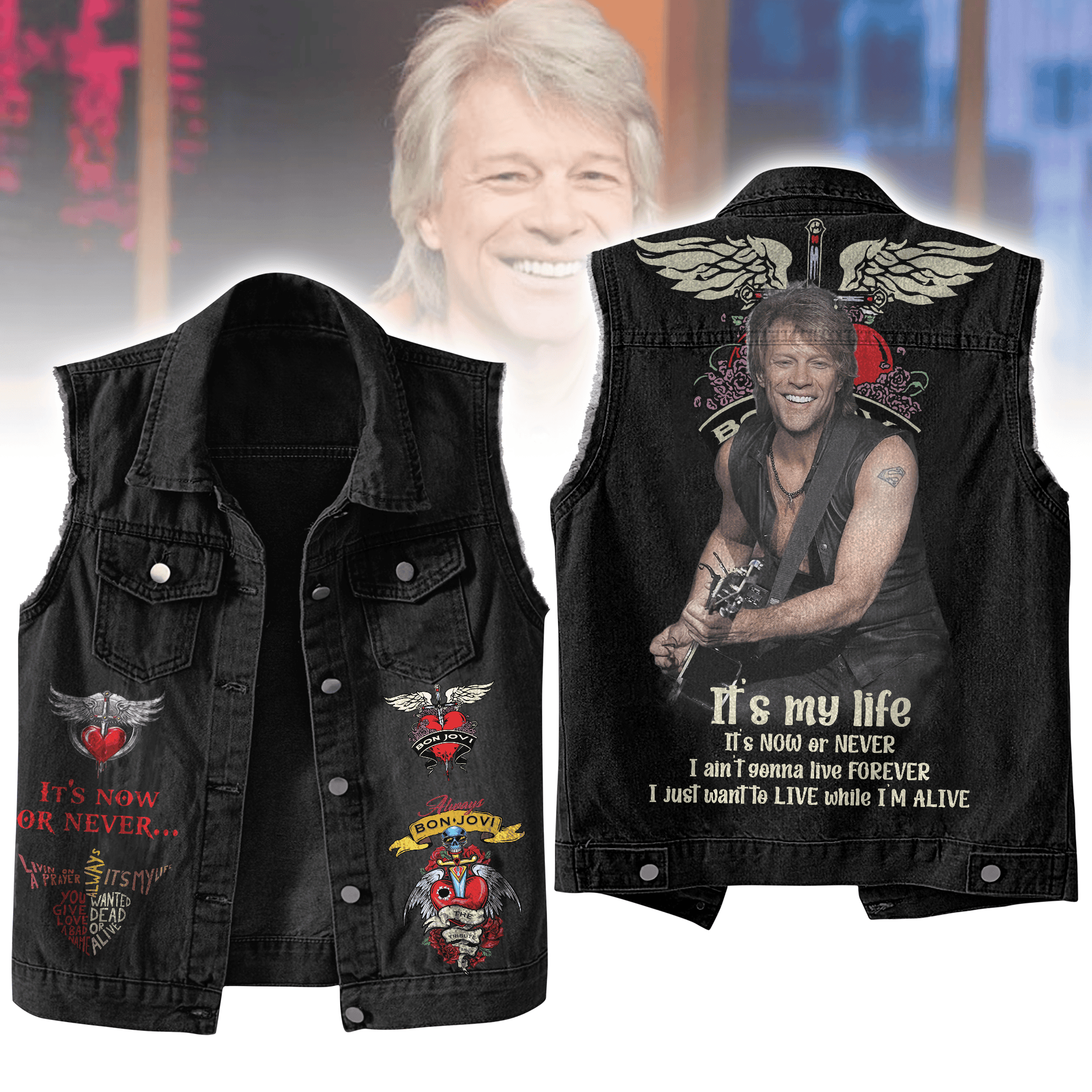 Bon Jovi Music Style Sleeveless Jacket For Fans