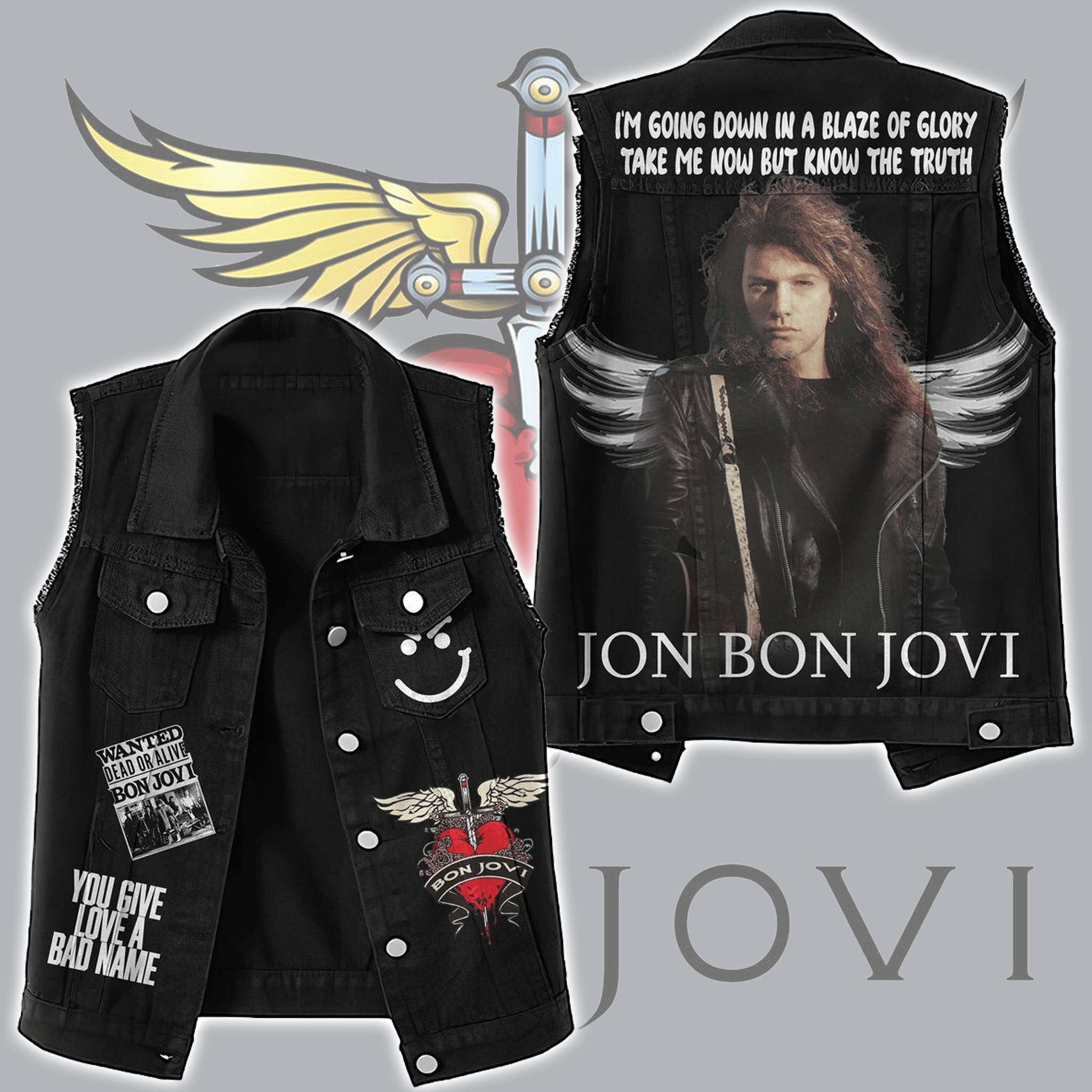 Bon Jovi Music Style Sleeveless Jacket For Fans