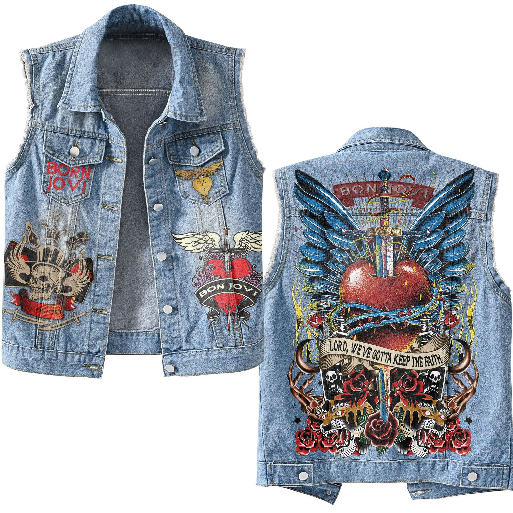 Bon Jovi Music Style Sleeveless Jacket For Fans