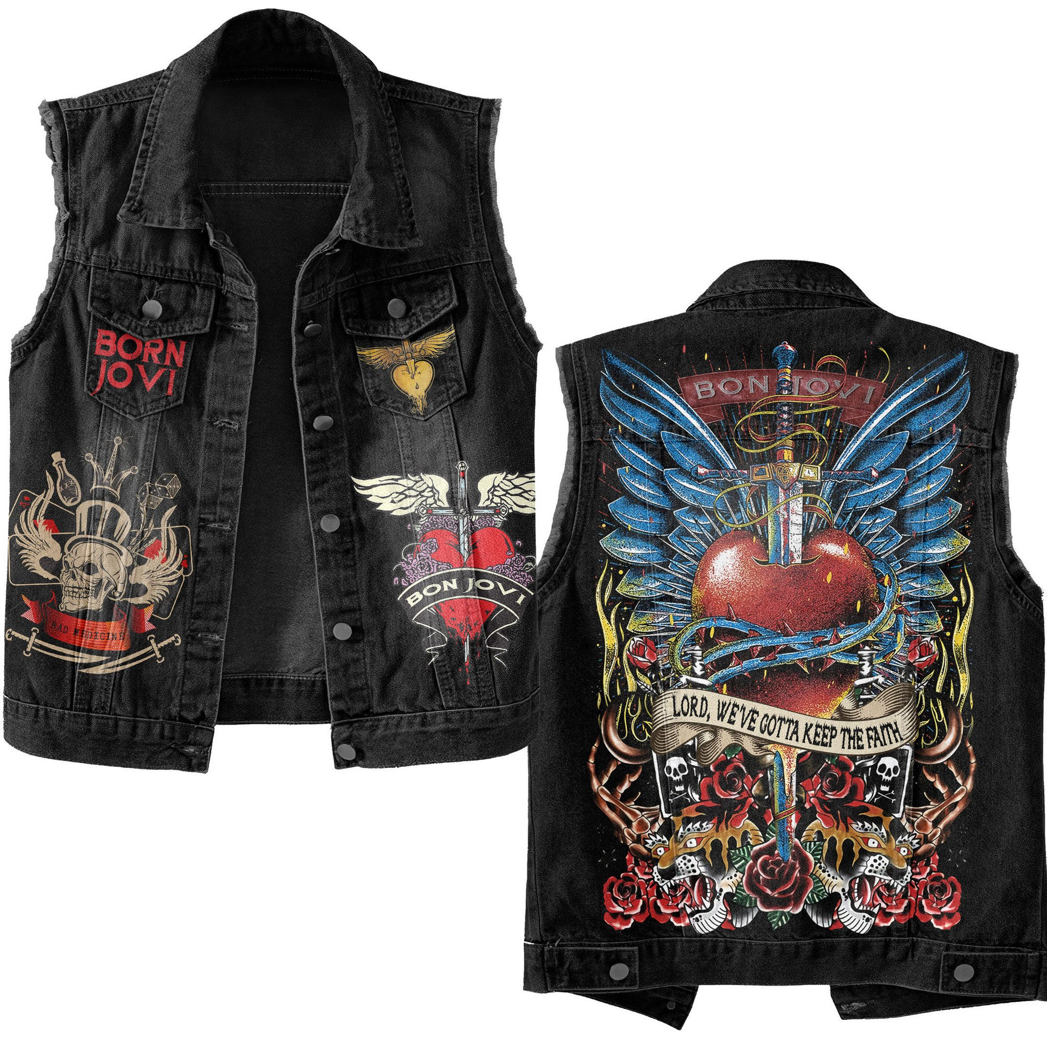 Bon Jovi Music Style Sleeveless Jacket For Fans