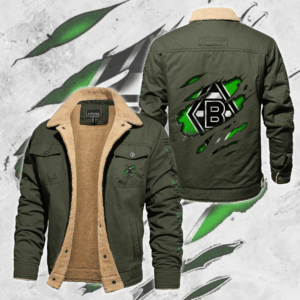 Borussia Mönchengladbach Bundesliga Style Fleece Thermal Cotton Jacket For Fans