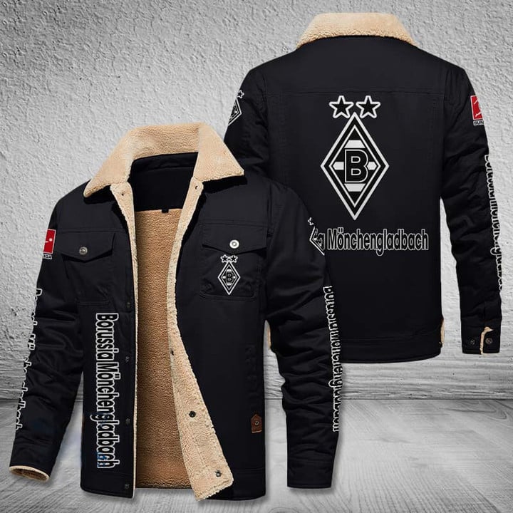 Borussia Mönchengladbach Bundesliga Style Fleece Thermal Cotton Jacket For Fans