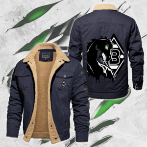 Borussia Mönchengladbach Bundesliga Style Fleece Thermal Cotton Jacket For Fans