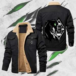 Borussia Mönchengladbach Bundesliga Style Fleece Thermal Cotton Jacket For Fans